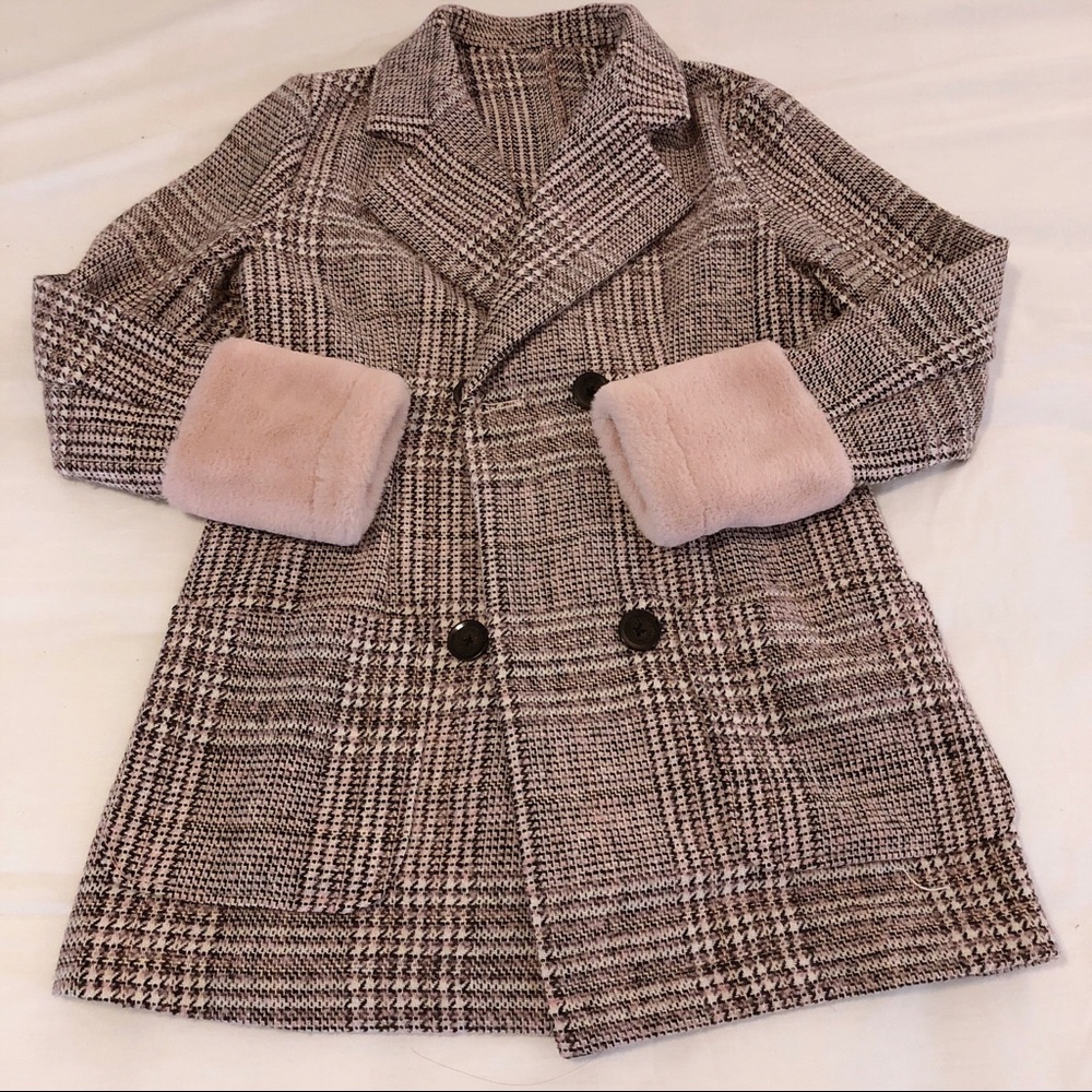 Pink fur tweed coat